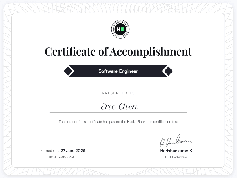 Software Engineer Certificate